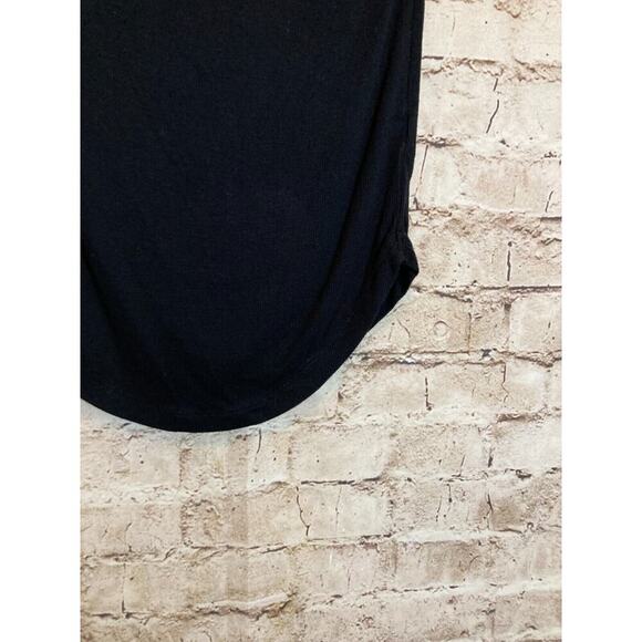 Free People Top Womens Small Black Raw Hem Ruffle Ribbed Whimsy Goth Stretch - Picture 7 of 13